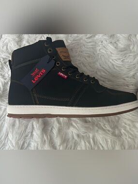Men's dark indigo High-Top Sneakers with White Midsole